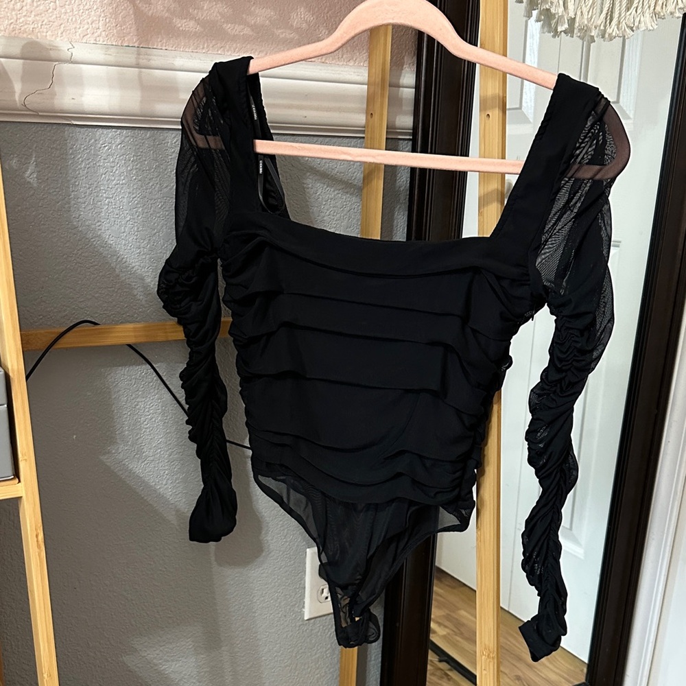 Forever 21 Black Ruched Bodysuit - Size S - EUC